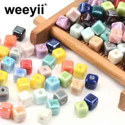 6mm Pure color Fashion Square Shape Ceramic Beads Loose Spacer Beads For Jewelry Making DIY Bracelet Part Accessories