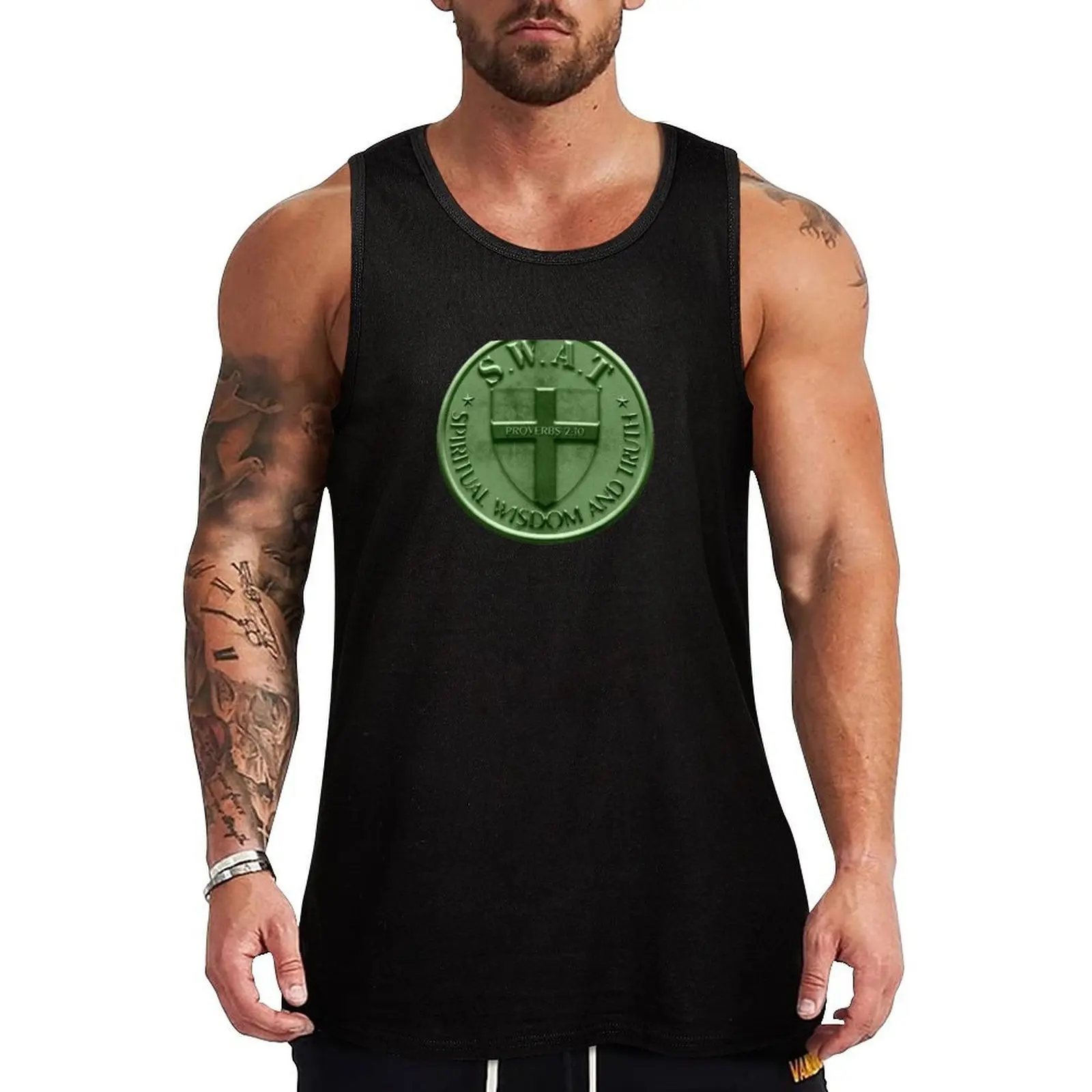 S.W.A.T Spiritual Wisdom and Truth Proverbs 2:10 Tank Top Basic Casual Top sans manches uni léger