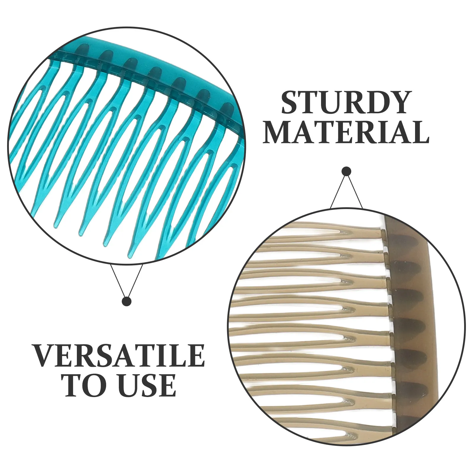 5Pcs Square Hair Comb for Bangs Fixation Anti-Slip Fine Tooth Styling Comb Deep Gray Tea Yellow White Brown Dark Blue