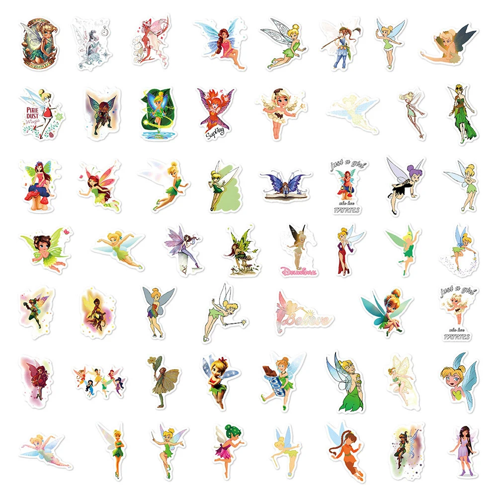 10/30/50pcs Cute Cartoon Movie Tinker Bell Aesthetic Stickers Kawaii Girl Anime Decoration Decals Guitar Luggage Phone Notebook