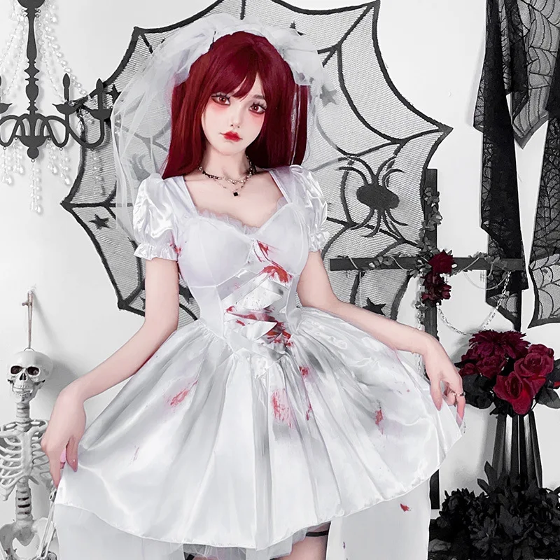 American Dark Gothic Halloween Costumes Adult Witch Costume Tuxedo Vampire Bride Performance Dresses