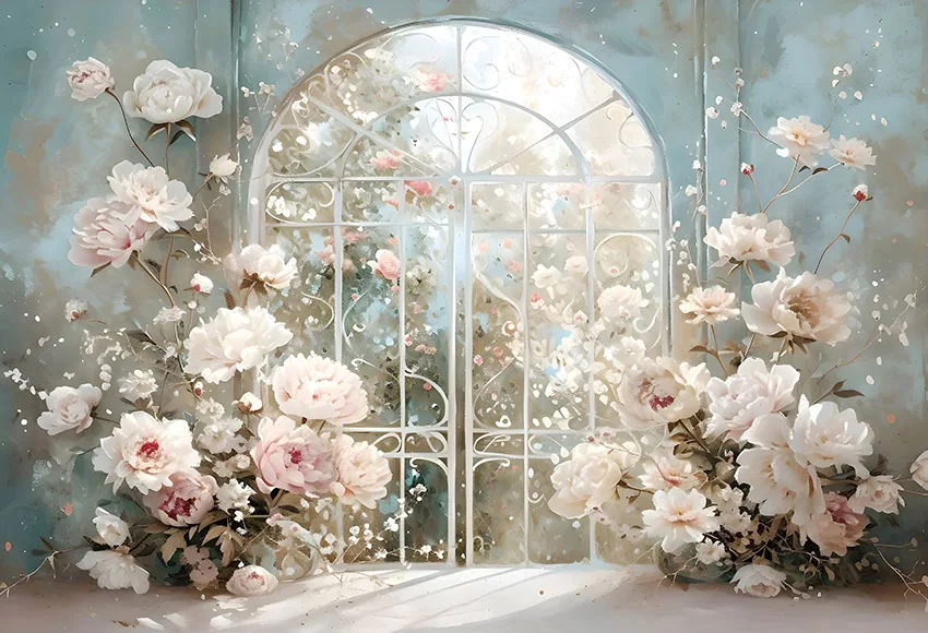 Mehofond Spring Dreamy Garden Backdrop for Photography Princess Birthday Portrait Arch Door Flower Decor Photo Background Props