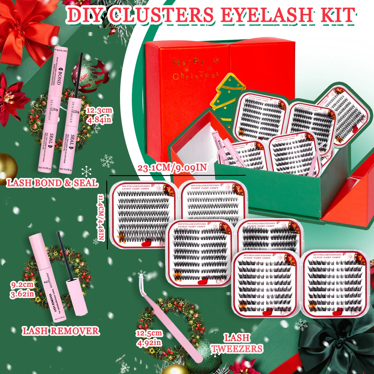 クリスマスギフト DIY まつげエクステ 大容量 フェスティバル コスプレ マンガ風 ウィスピー ルック まつげ接着剤 ピンセット付き