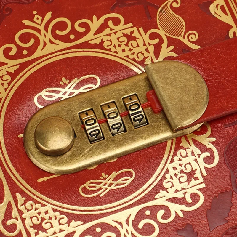 A5 Retro Digital Password Notebook Journal with Lock Diary PU Leather Privacy Notebook Sub-Password Lock Notebook Supplies