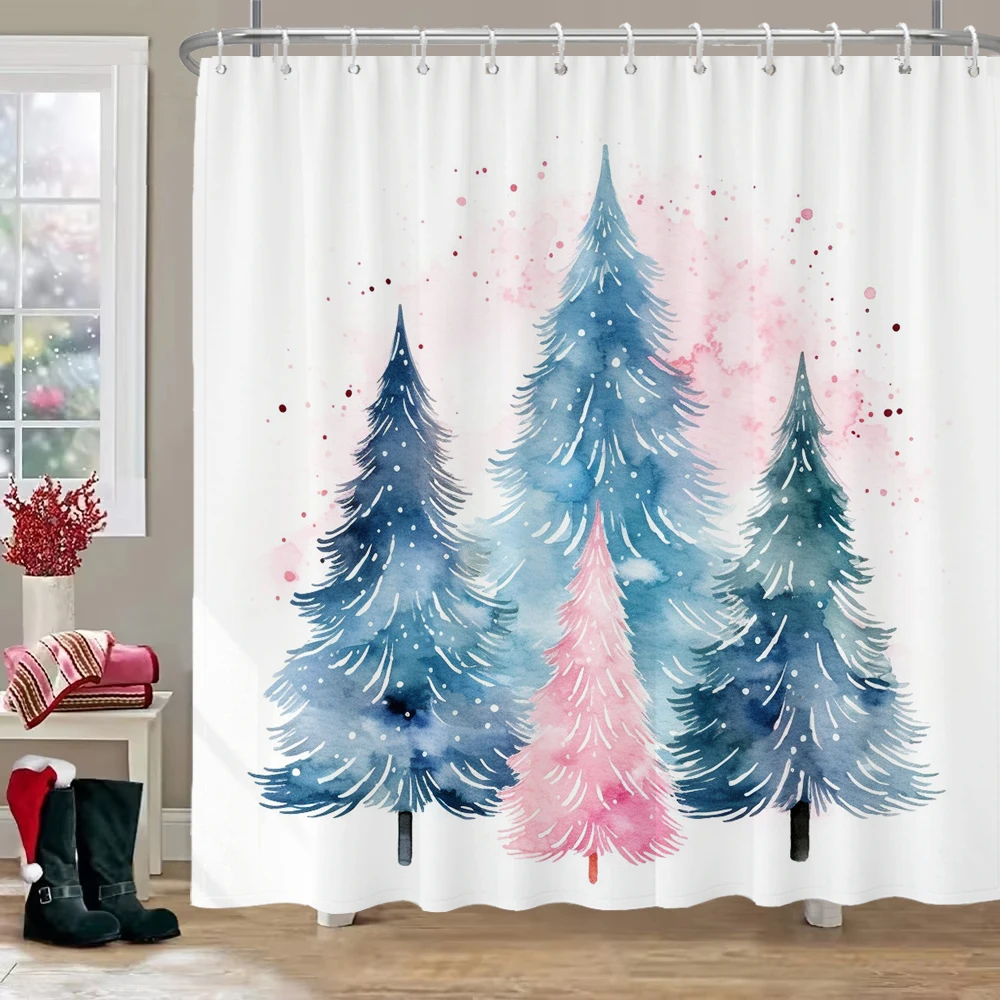

Занавеска для душа в виде рождественской елки, декоративная занавеска для душа в ванной комнате, занавеска для украшения дома на Рождество с крючками