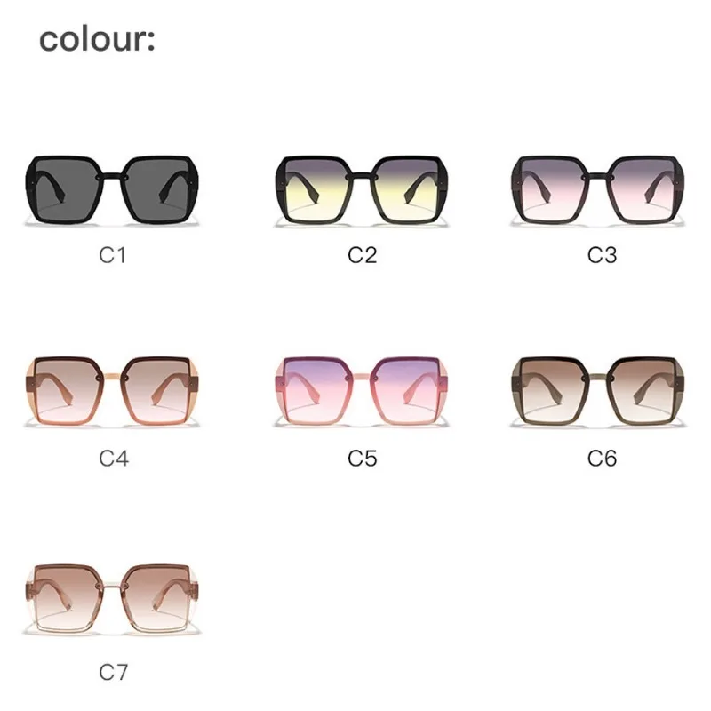ファッションデザイナー スクエアサングラス 女性 レトロ ヴィンテージ グラデーション サングラス 女性 クリアレンズ ブラック ホワイト