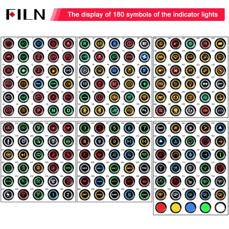 8mm 12V-24V LED Car Boat LED Warning Dashboard Signal Lights Instrument Pilot light  Metal Shell Mini Symbol indicator light