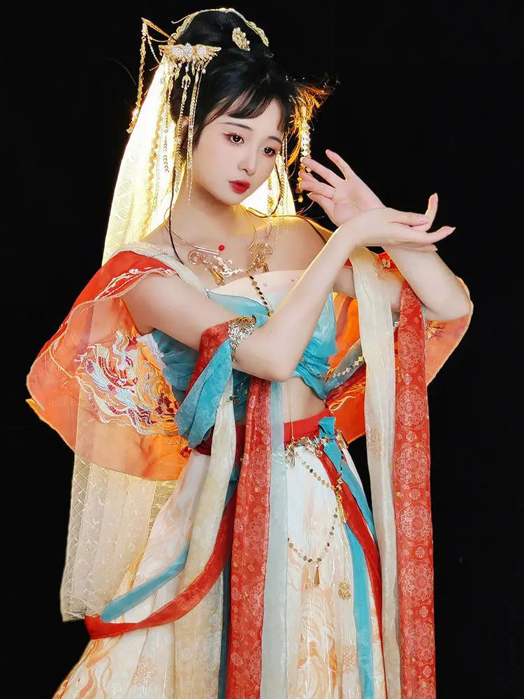 Dunhuang Hanfu Exotic Style Tianzhu Princess Western Regions Girl Hanfu Improvement Dunhuang Embroidery Han Elements