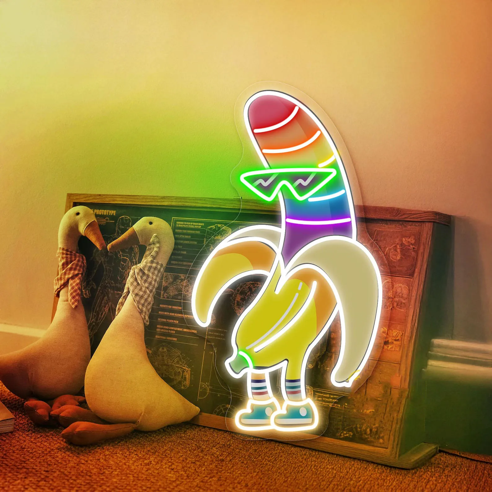 

Cool Banana Neon Sign,Colorful Rainbow Led Sign, Neon Wall Decor, Couple Gift, Pride Month Neon Sign,Fruit Neon Decor