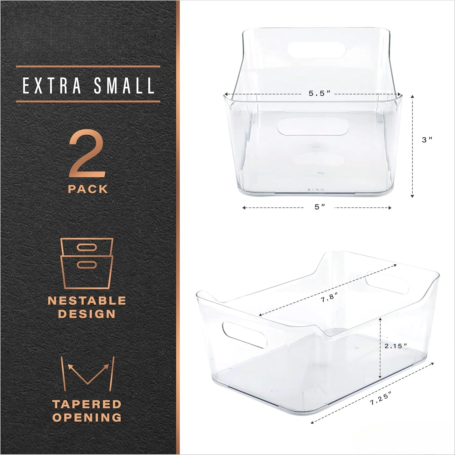 X-Small Conteneurs de rangement transparents – Paquet de 2, pour garde-manger, réfrigérateur, organisation d'armoires