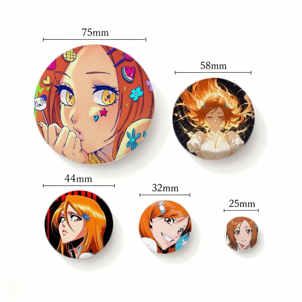 Cute BLEACH O-Orihime I-Inoue Anime Custom Tinplate Round Button Badge Pins Brooches view 5