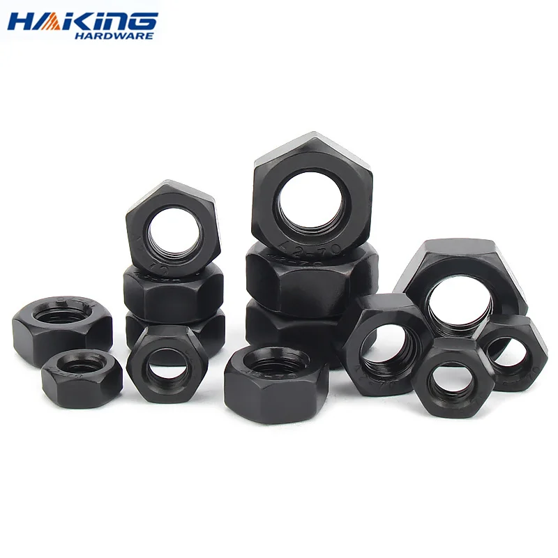 Tuercas hexagonales de acero al carbono, tuercas métricas de óxido negro, M2, M2.5, M3, M4, M5, M6, M8, M10, M12, M14, M16, M18, M20, M22, M24, M27, 1-100 unidades por lote