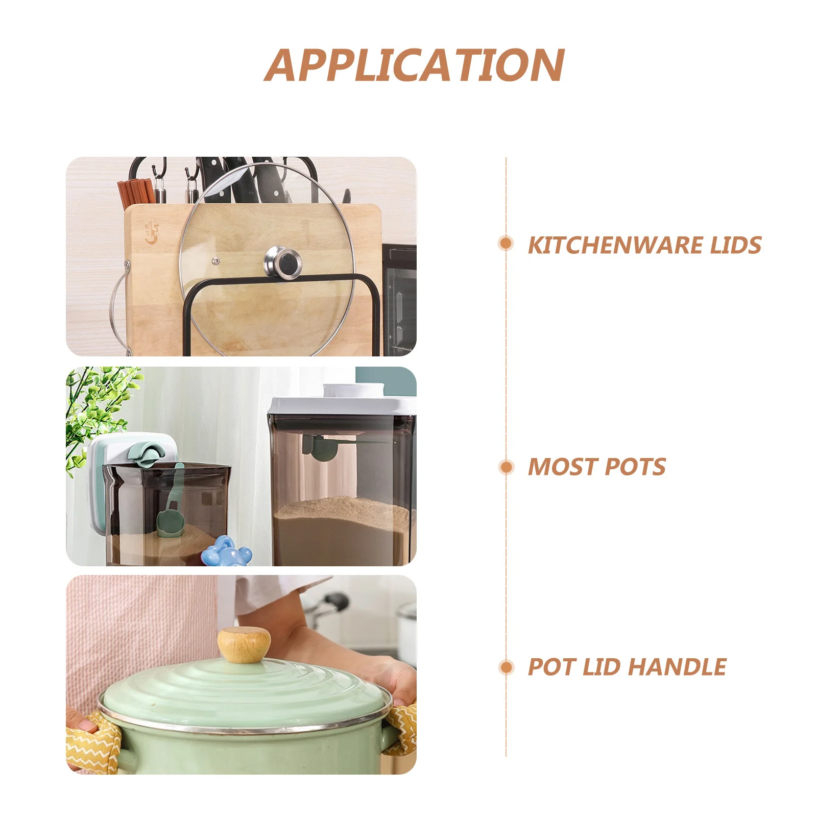 

5 set Wood Pot Lid Handle Replacement Knob For Cookware Kettle Pan Cover Heat-Resistant Pot Accessories Cooking Supplies