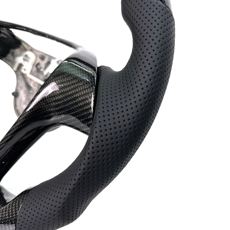 3K Glossy Carbon Fiber Perforated Leather Steering Wheel Suitable for Smart 451