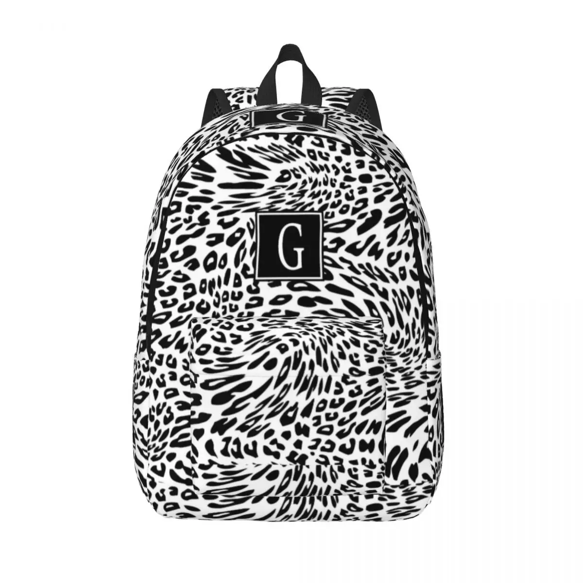 

G Fashion Backpack Outdoor High School Hiking Travel Leopard Panther Pattern Letter Daypack for Men Women Laptop Canvas Bags