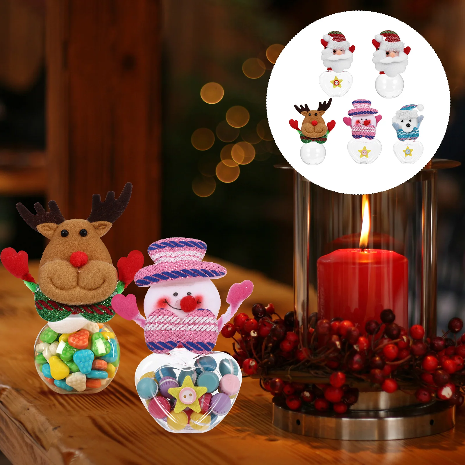

5pcs Candy Jar Christmas Cartoon Sweets Storage Container Party Gift Box For Chocolate Biscuits Lollipops Holder Festive Treat