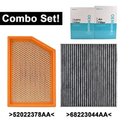 Combo Set Engine Cabin Pollen Air Filter 52022378AA 68223044AA For Jeep Cherokee L4 V6 2.4L 3.2L 2014 2015 2016 2017 2018