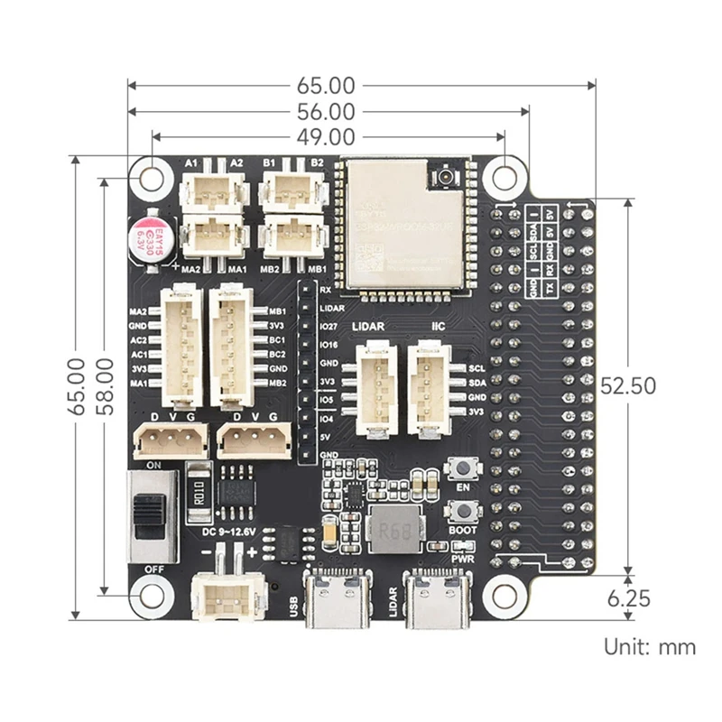 Scheda driver generale per robot Scheda di sviluppo ESP32 Interfaccia servo IO motore Supporta WIFI Bluetooth e ESP-NOW