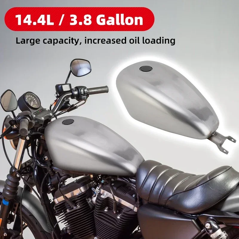 14.4L Large Capacity Motorcycle Gas Tanks Fuel Tank Injected Fit For Harley Sportster XL 883 72 1200 Roadster Forty-eight 07-23