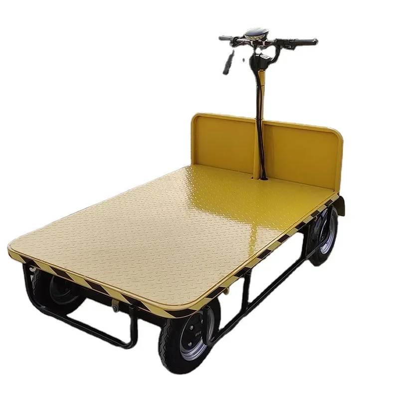 Collapsible warehouse goods moving electric flat cart 4 wheels heavy duty electric platform trolley