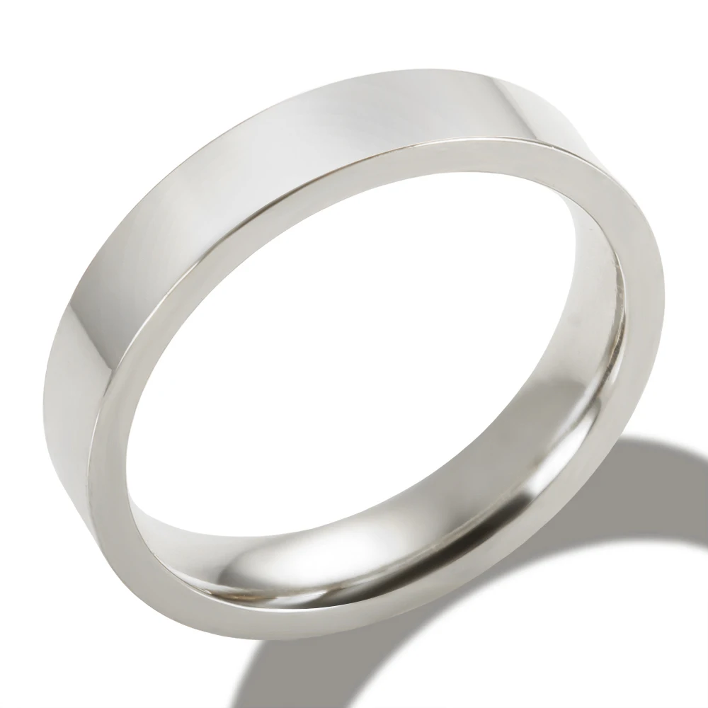 4mm Width Stainless Steel Gold Plated Simple Smooth Ring for Women Men Fashion Jewelry Gift