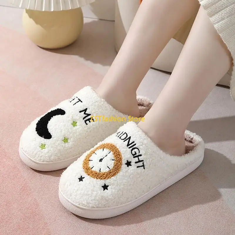 Y5GC Moon Clock Slippers Non-Slip Indoor House Slippers Home Shoes for Bedroom Hotel