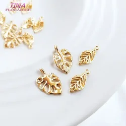 18*9MM 18*10.5MM 14K Gold Color Brass Leaf Leaves Charms Pendants High Quality Diy Jewelry Findings Accessories wholesale