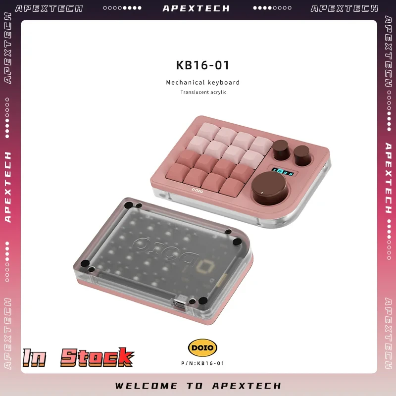 DOIO KB16-01 16Keys RGB Mechanical Macro Pad with Knob Hot Swappable Programmable Keypad for OSU Gamers & Office User Custom