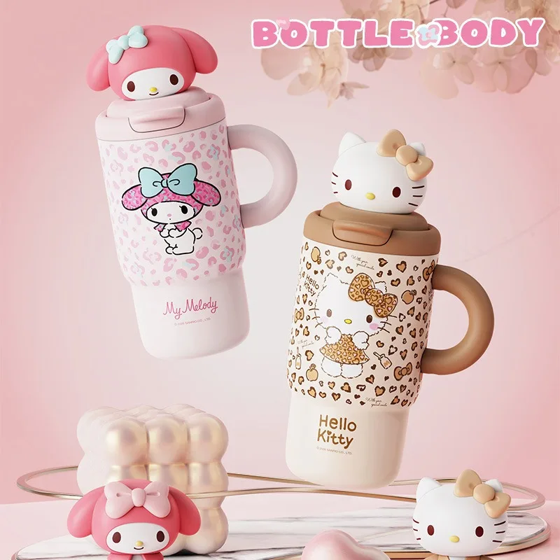 X&W Hello Kitty Kuromi Insulation Cup 650ML Stainless Steel Straw Cup With Cute Doll Lid Keep Warm Cold Outdoor Thermos Bottle