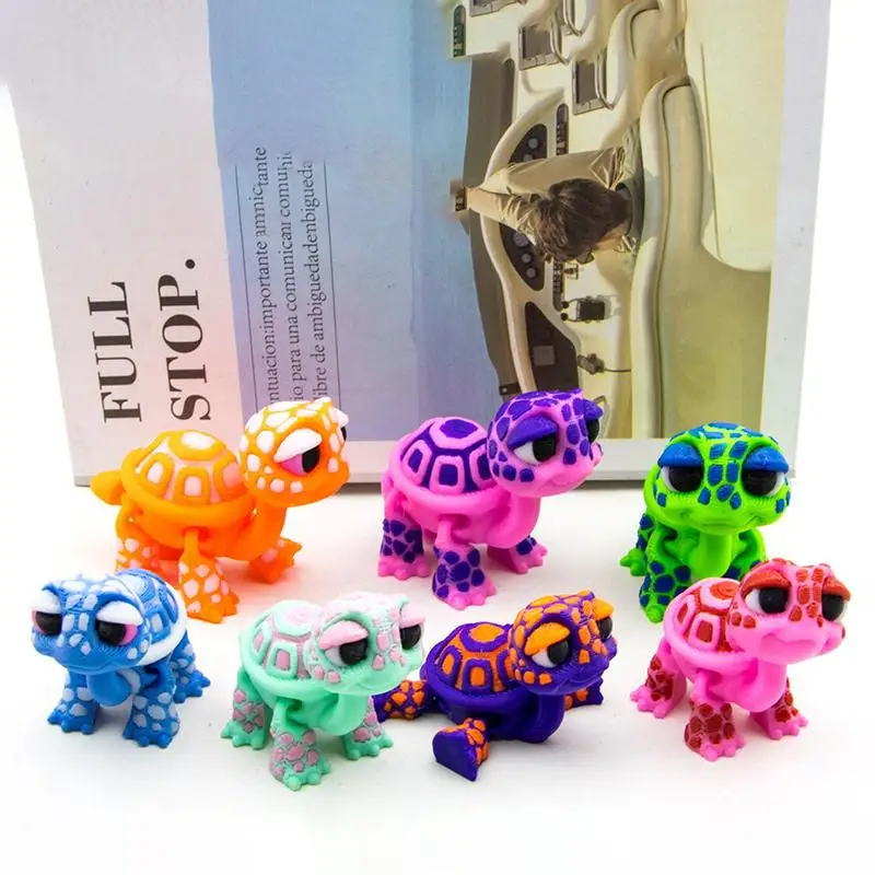 Plastic 3D Printed Turtle Model Exquisite Cartoon Simulated Animal Model Movable Joints Desktop Decorations Holiday Gifts
