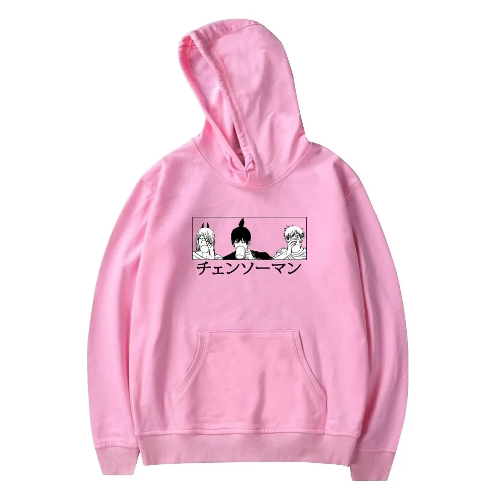 Anime motosserra homem hoodie das mulheres dos homens de manga longa pulôver com capuz camisolas unisex harajuku streetwear 2024