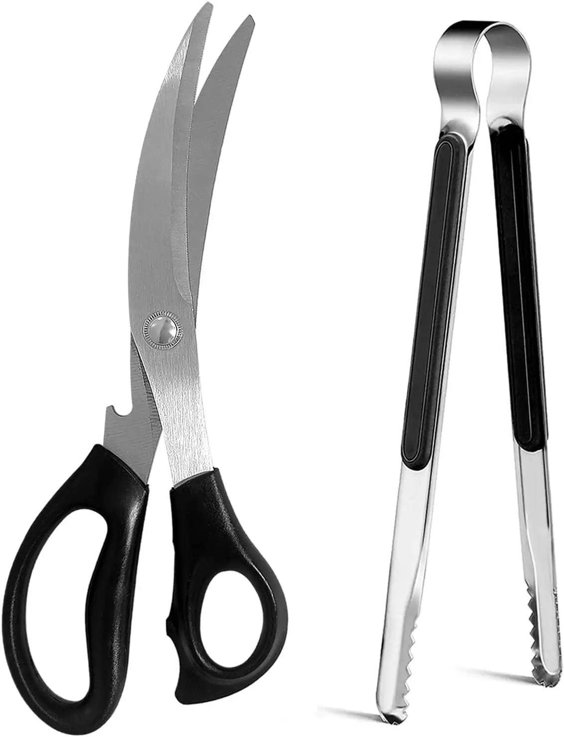BBQ Scissors Clip Set Stainless Steel Kitchen Tool Food Tongs for Chicken Cutlet Grilling Barbecue Cooking Heat Resistant