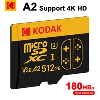 KODAK Micro SD Card 128GB 256GB Flash Card U3 A2 High Speed 1TB MicroSD TF Memory Card for Portable Game Consoles/Camera/Switch