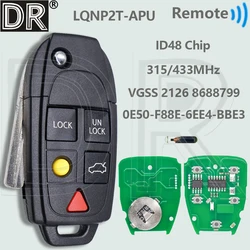 DR LQNP2T-APU ID48Chip 315/433MHz Flip Car Remote Control Key 8688799 For Volvo C30 S40 V50 S60 S70 V70 XC70 S80 2004-2015
