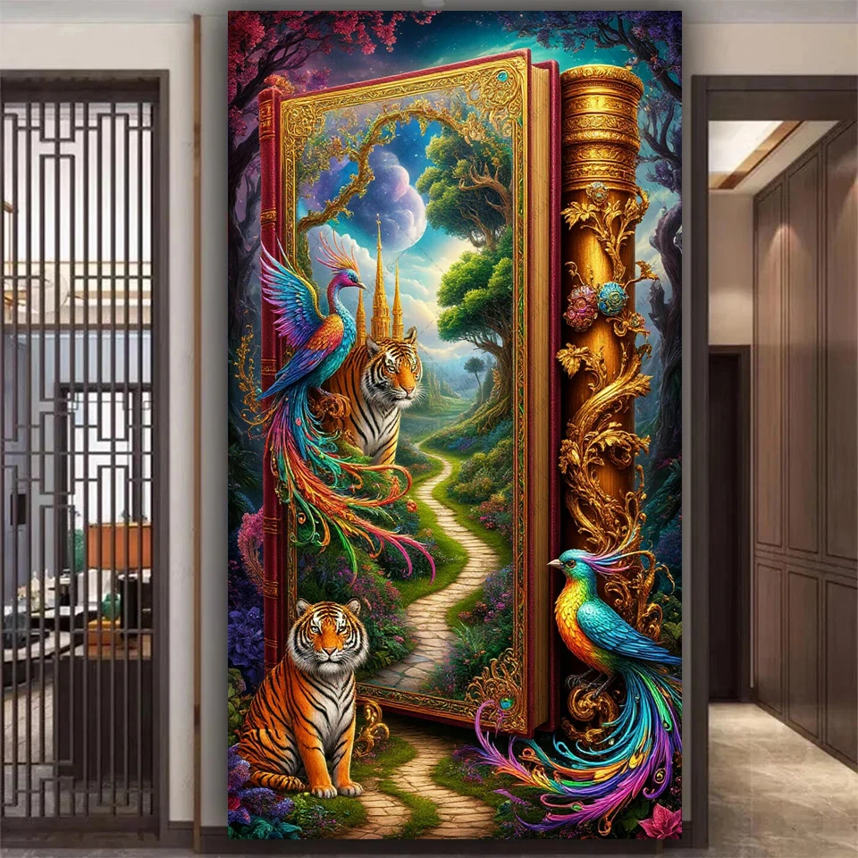

Fantasy Book Castle Landscape 5D Large DIY Diamond Painting Full Phoenix Tiger Bird Diamond Mosaic Rhinestone Embroidery
