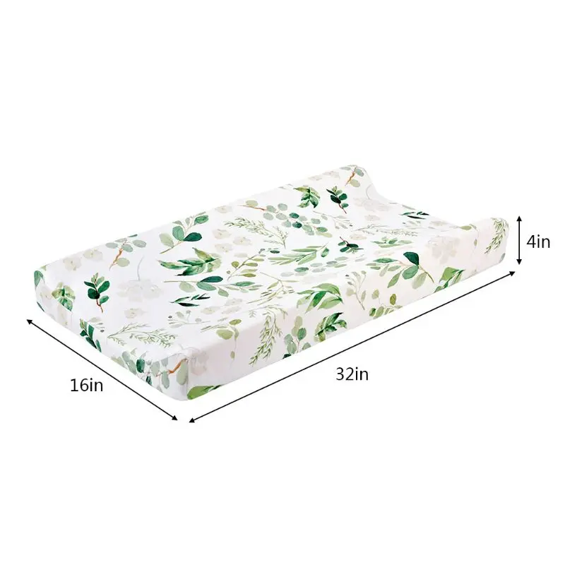 Nuevo Sábana bajera ajustable con hojas florales para niña, cama para bebé o niño pequeño, guardería, verde y blanco