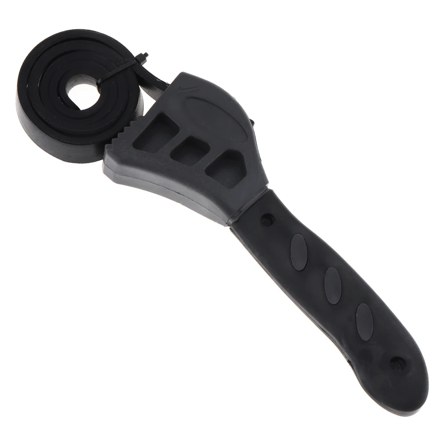 6inch Multifunctional Belt Wrench Filter Spanner Bottle Opener Hand Tool with Adjustable Rubber Strap for Auto Repair