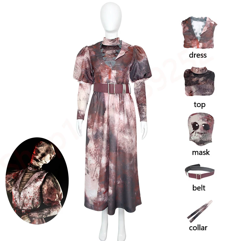 Silent Hill Dead by Daylight Butcher Ghost Npc Cosplay Costume Zombie Nurse Sally Smithson Dress Mask Halloween Scary Fantasia