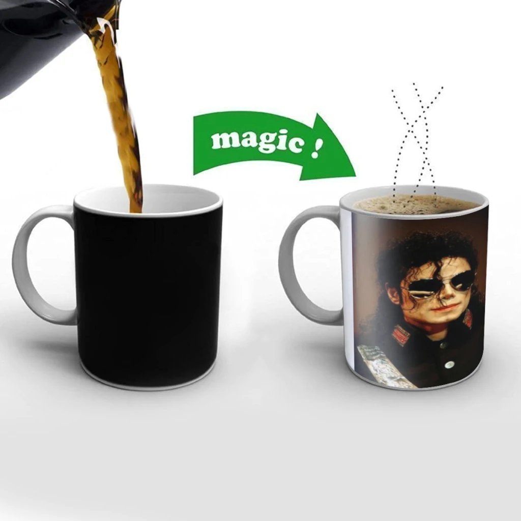 MJ M-Michael Jackson King of Pop Coffee Mugs Cup Color Changed Mug Heat Sensitive Tea Cup Coffee Mug Gift Mug