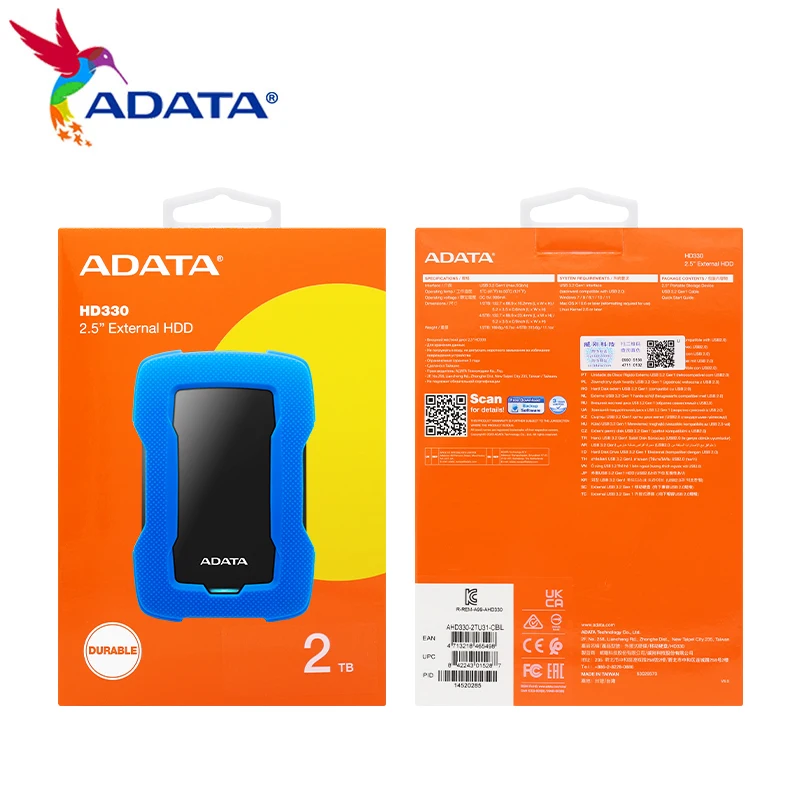 Imagem -06 - Disco Rígido Externo para Desktop Disco à Prova de Poeira para Desktop Hd330 Usb 3.2 1tb 2tb 4tb 5tb 25 Adata-hd330