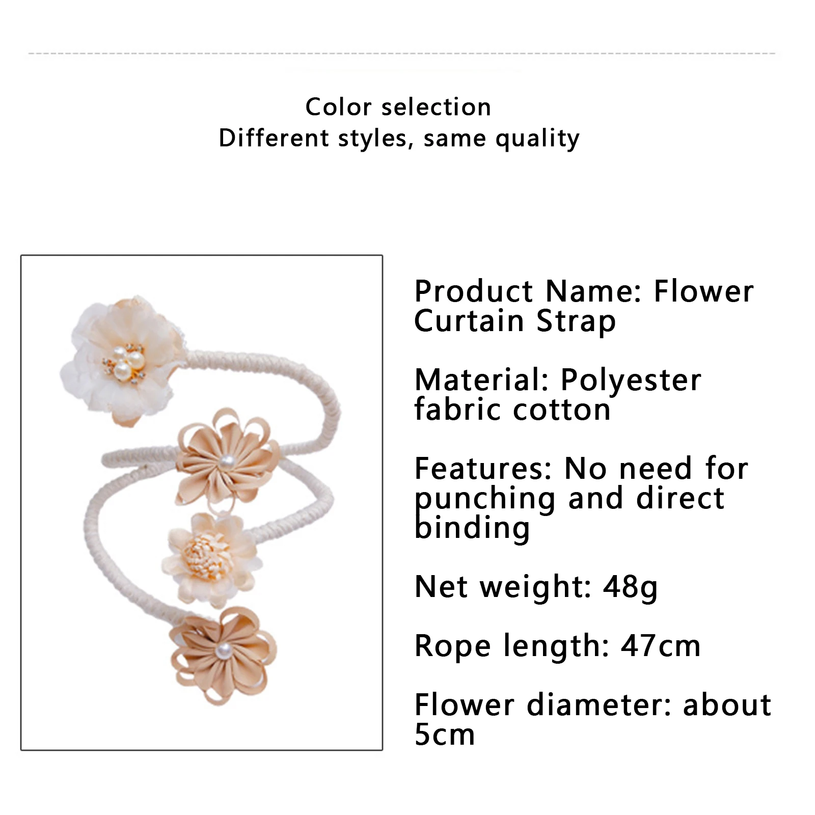 Flower Curtain Tieback Twist Bough Rope Curtain Tie Backs for Living Room Bedroom, Curtain Holder for Drapes