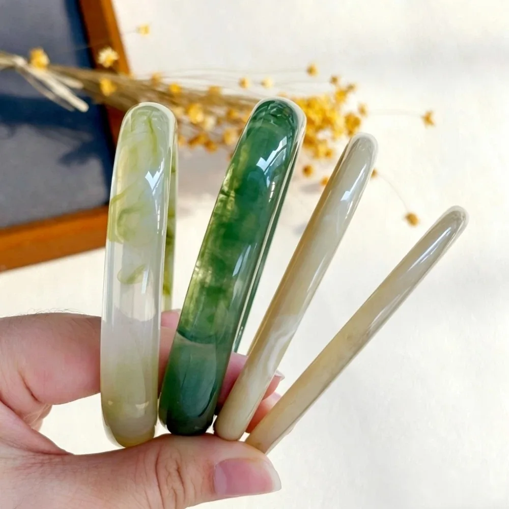 4 pcs/set Minimalist Resin Bracelet Set Light Luxury Vintage Stackable Bangle Wide Thin Transparent Layering Jewelry