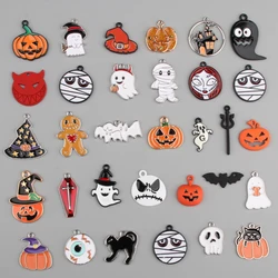 10 sztuk emalia nagroda duch dynia nietoperz zamek wampira Charms Halloween wisiorek dla DIY tworzenia biżuterii akcesoria do rękodzieła