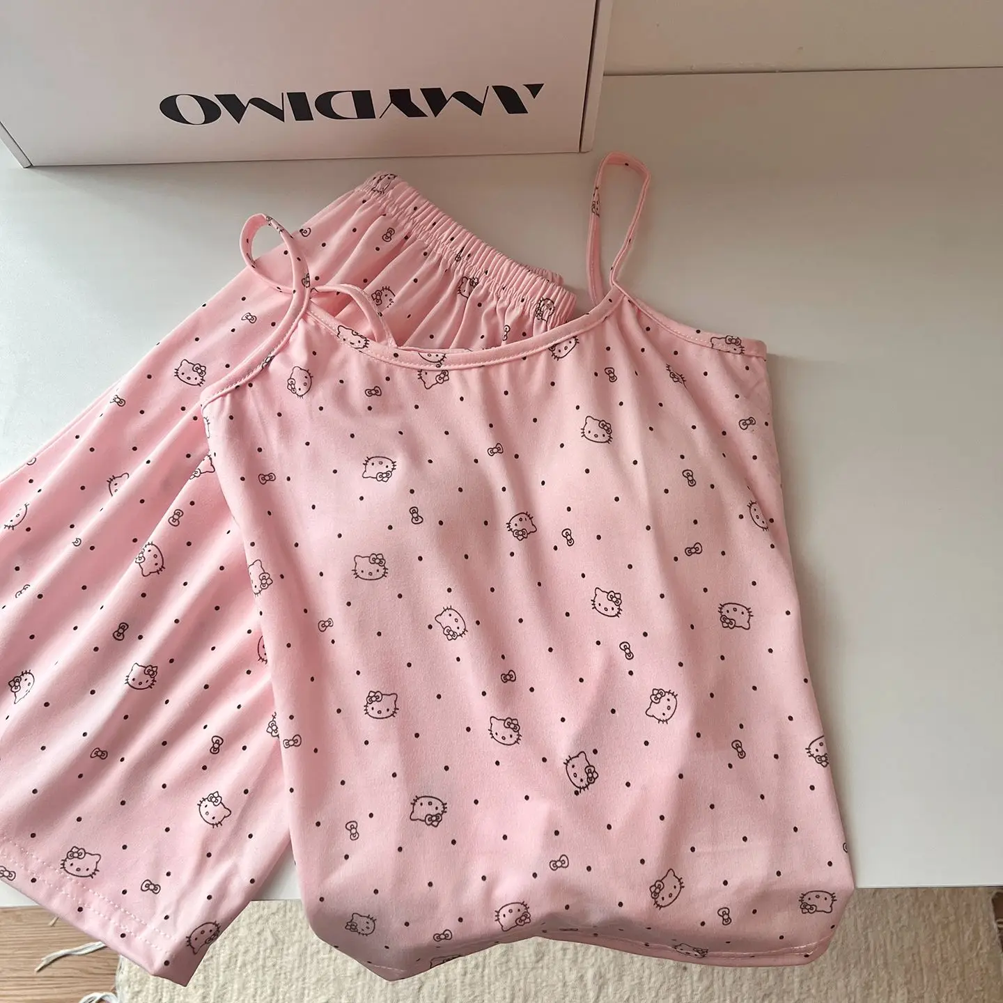 Set pigiama Sanrio Hello Kitty Anime Summer Day Bretelle Pantaloncini KT Stampa Comodo abito morbido per la casa Regalo per ragazza