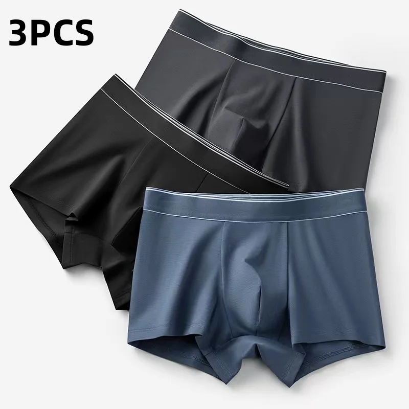 

Men's pure cotton mid-rise style, suitable for all seasons, solid color, seamless, breathable and antibacterial.3pcs