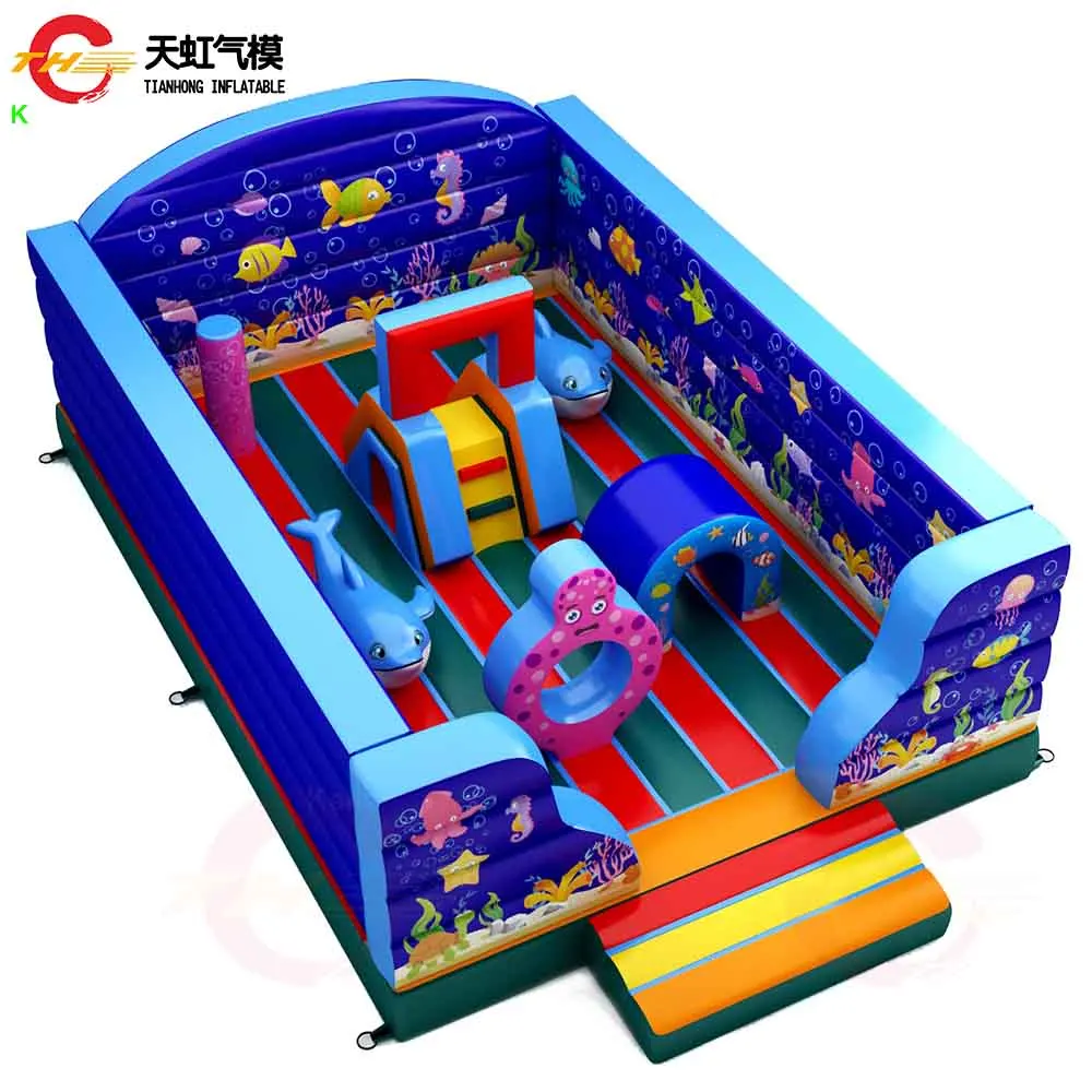 7x5m Sea World Theme Commercial Inflatable Bouncer Obstacle for Children Indoor Inflatable Bounce Castle Playground with Blower