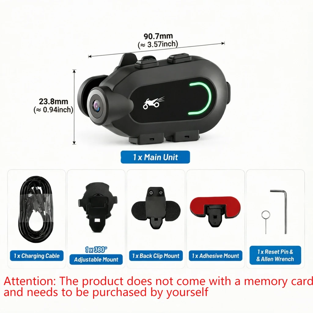 Motorcycle Helmet 2K Video Recorder DVR Motorcycle Dashcam, App View Download view 5