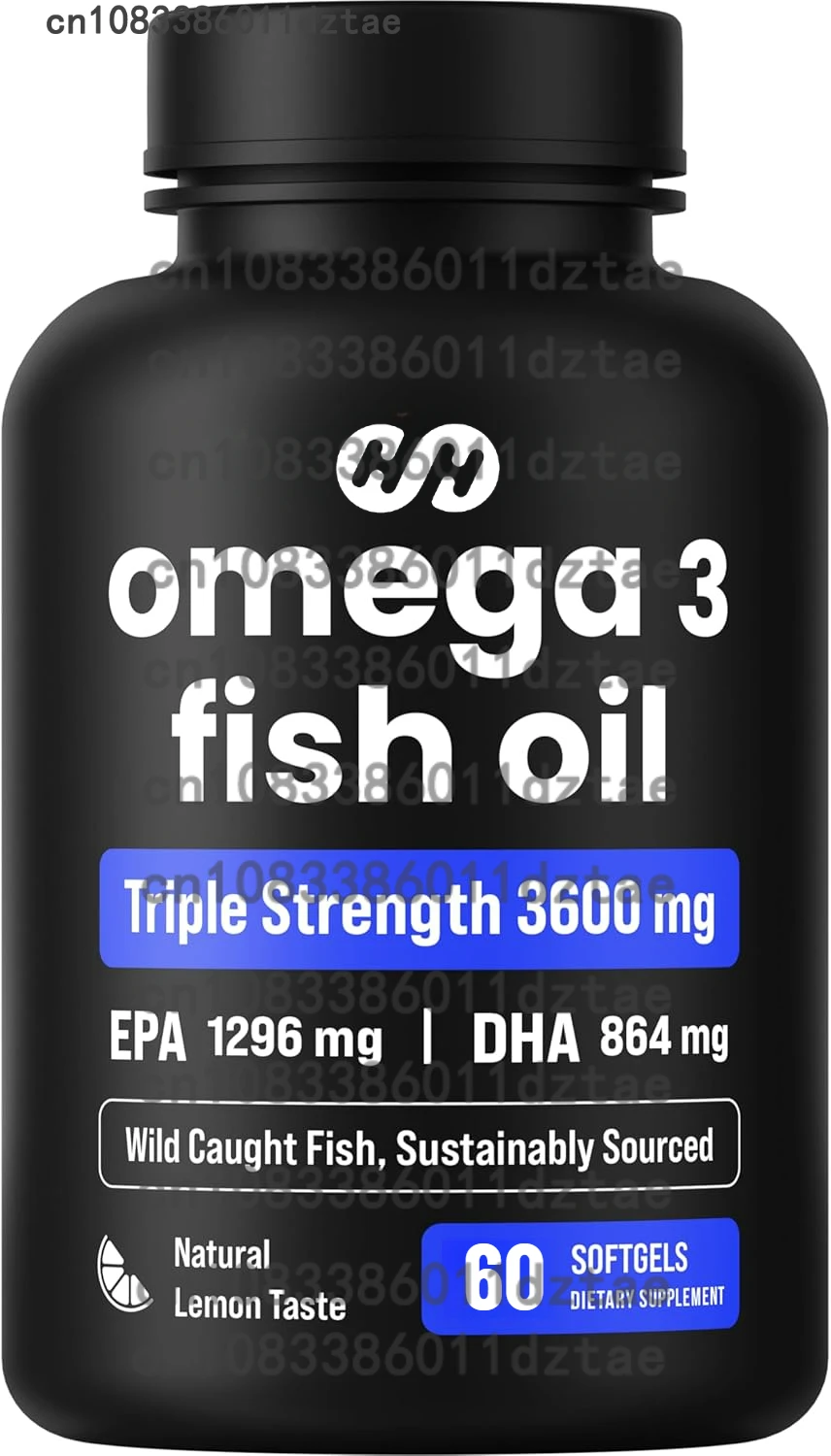 Omega 3 Fish Oil Supplement 3600mg - Wild Caught and Sustainably Sourced Fish Oil Vitamins with EPA DHA 60 Capsules