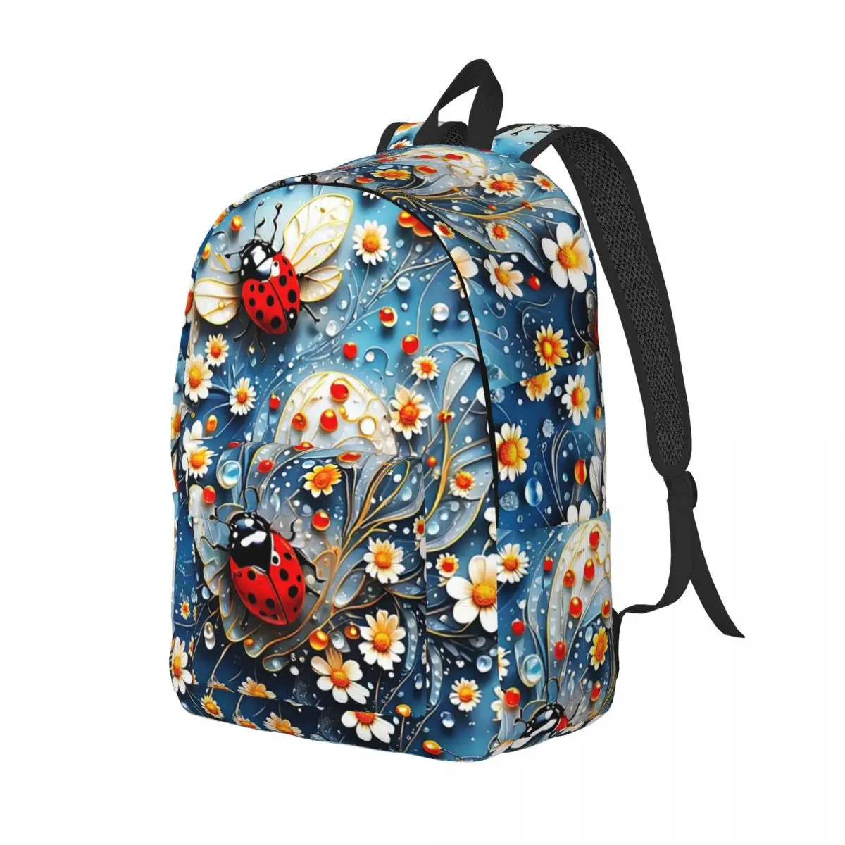 

Ladybirds Ladybug And Daisies Backpack Daypack Large Capacity Kids BookBag School Bag Shoulder Bags for Men Women