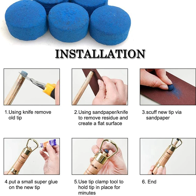 Embouts de rechange pour queue de billard, 9mm, 50 pièces